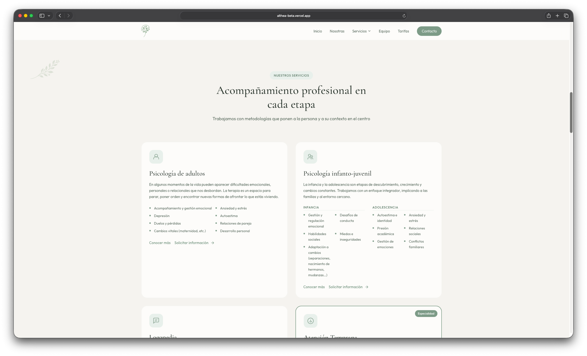 Althea services section