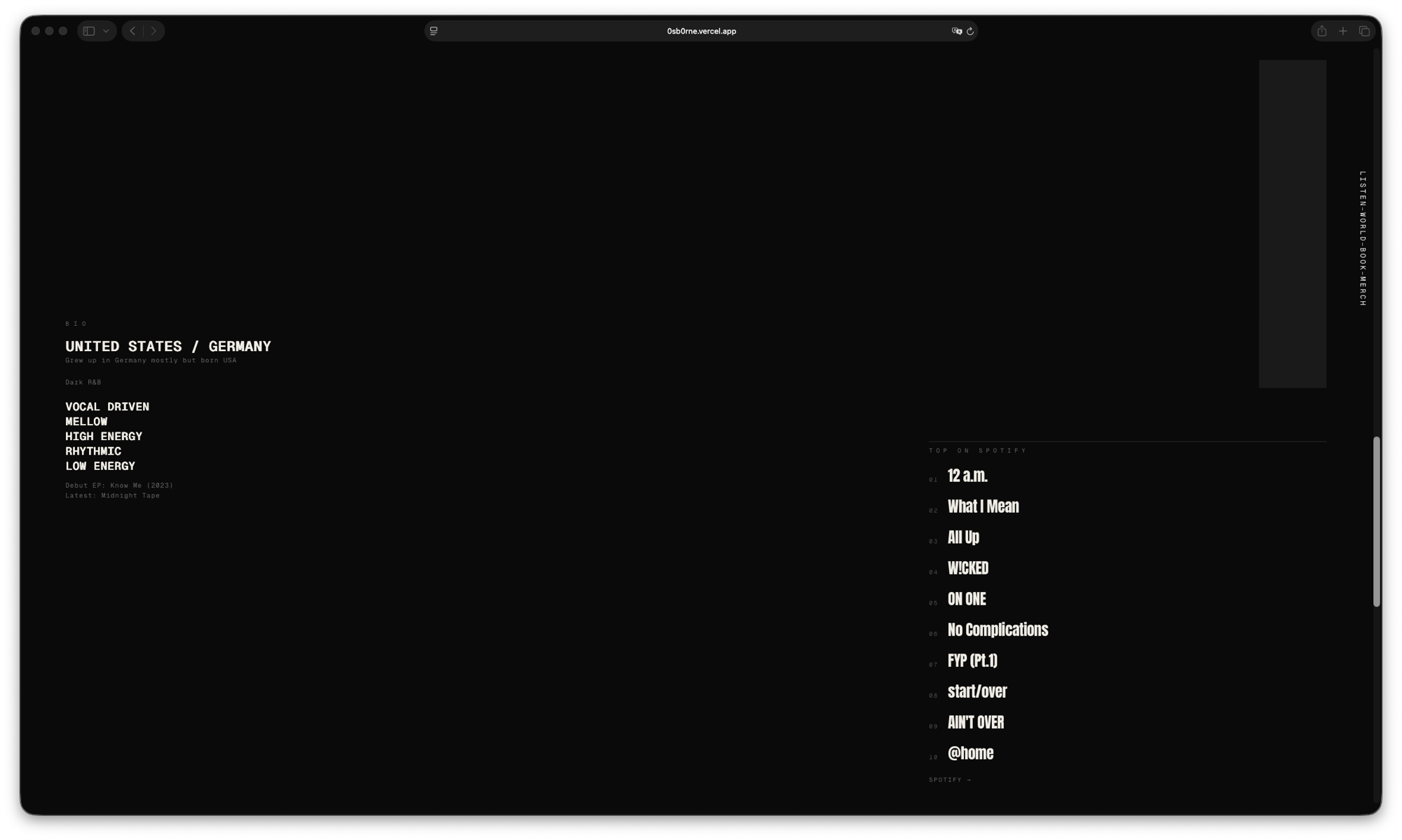 Osborne artist info and Spotify