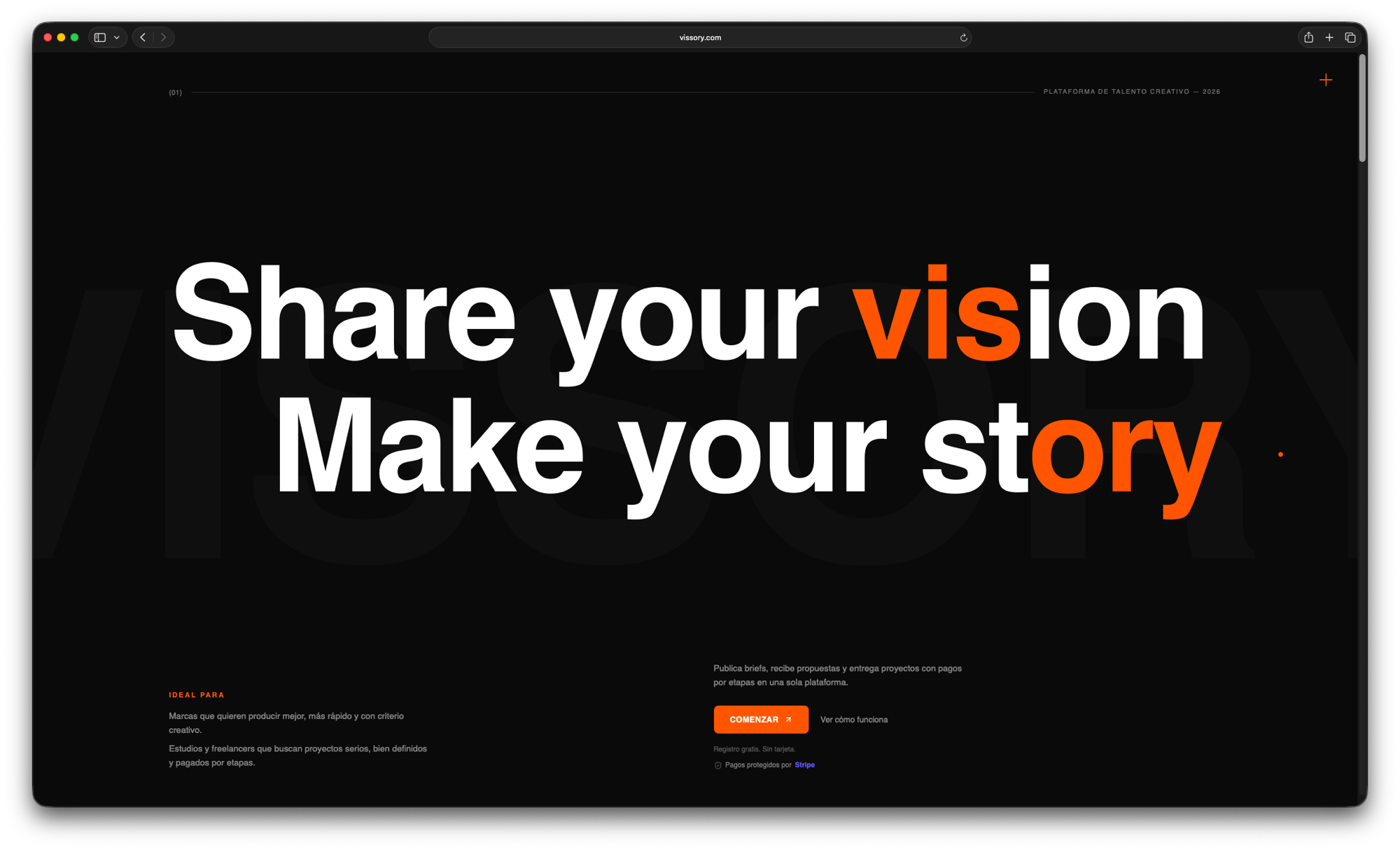 Vissory hero section